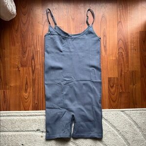 Blue Ribbed Sleeveless Jumpsuit